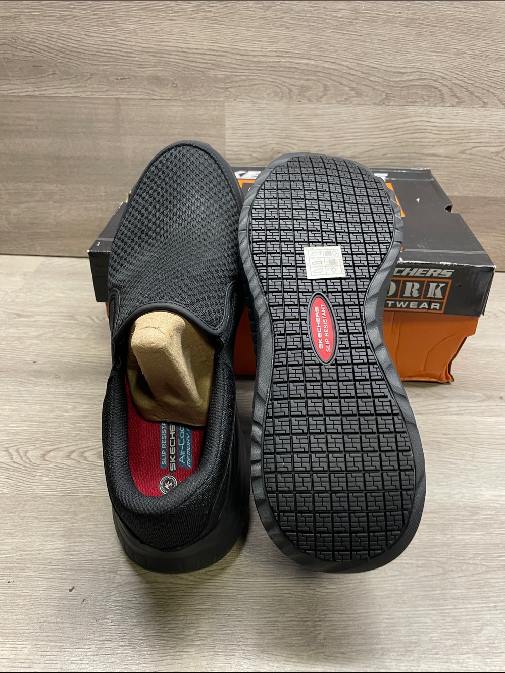 Skechers Black Slip-On Work Loafers for Men #607